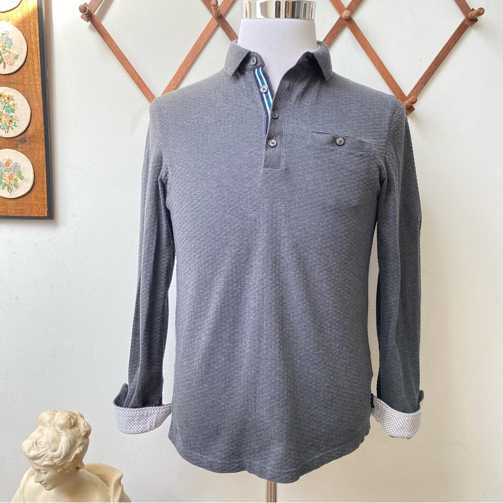 Ted Baker Knit Flip Cuff Polo Sweater